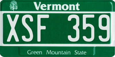 VT license plate XSF359