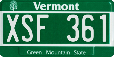 VT license plate XSF361
