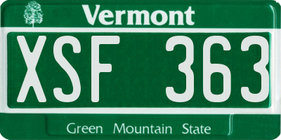 VT license plate XSF363