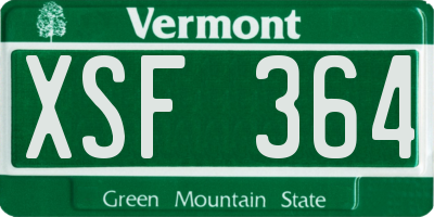 VT license plate XSF364