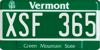 VT license plate XSF365