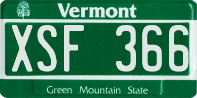 VT license plate XSF366