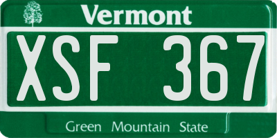 VT license plate XSF367