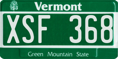 VT license plate XSF368