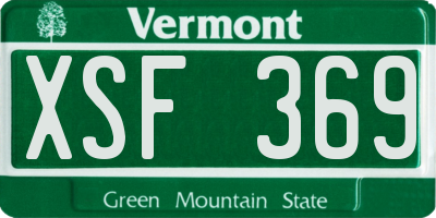 VT license plate XSF369