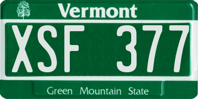 VT license plate XSF377