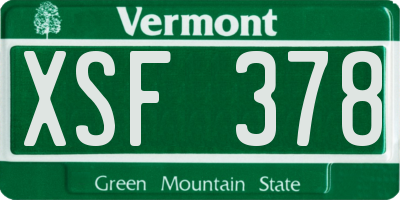 VT license plate XSF378