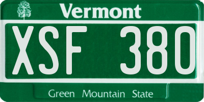 VT license plate XSF380
