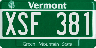 VT license plate XSF381