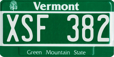 VT license plate XSF382