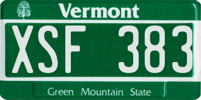 VT license plate XSF383