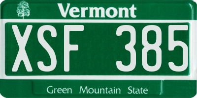 VT license plate XSF385