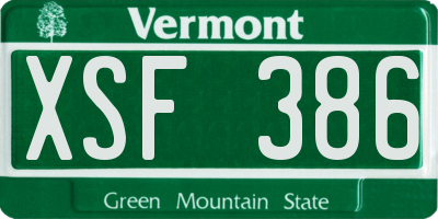 VT license plate XSF386