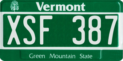 VT license plate XSF387