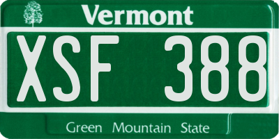 VT license plate XSF388