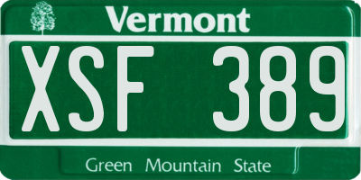 VT license plate XSF389