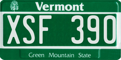VT license plate XSF390