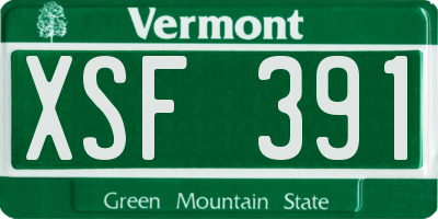 VT license plate XSF391
