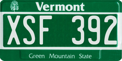 VT license plate XSF392