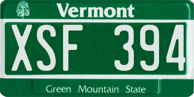 VT license plate XSF394