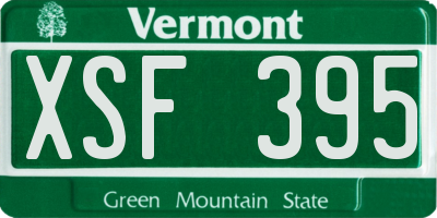 VT license plate XSF395