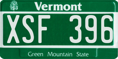 VT license plate XSF396