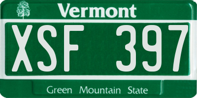 VT license plate XSF397