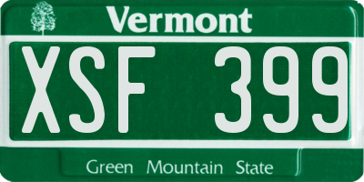 VT license plate XSF399