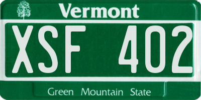VT license plate XSF402