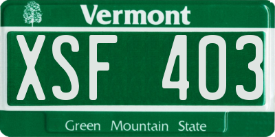 VT license plate XSF403
