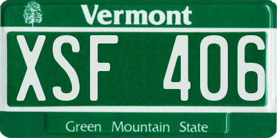 VT license plate XSF406