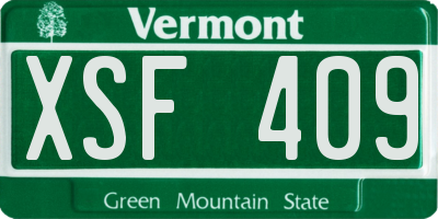 VT license plate XSF409