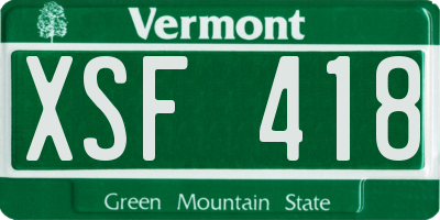 VT license plate XSF418