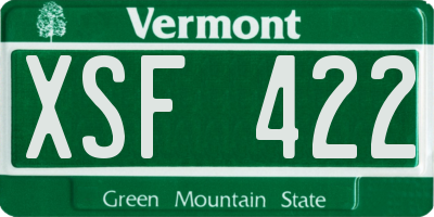 VT license plate XSF422
