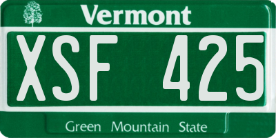 VT license plate XSF425