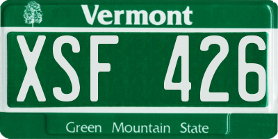 VT license plate XSF426