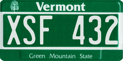 VT license plate XSF432