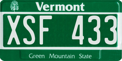VT license plate XSF433