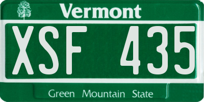 VT license plate XSF435