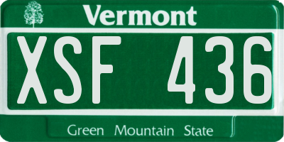 VT license plate XSF436