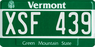 VT license plate XSF439