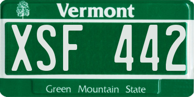 VT license plate XSF442
