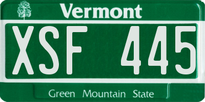 VT license plate XSF445