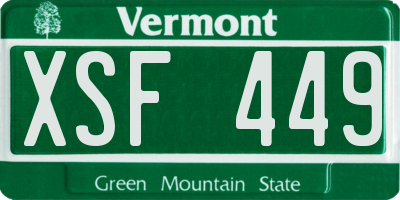 VT license plate XSF449