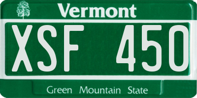 VT license plate XSF450