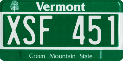 VT license plate XSF451