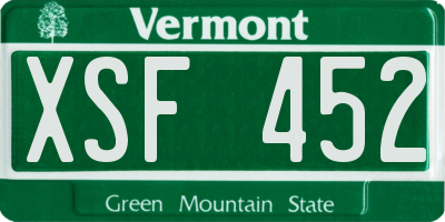 VT license plate XSF452