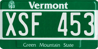 VT license plate XSF453