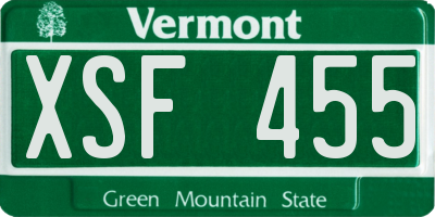 VT license plate XSF455