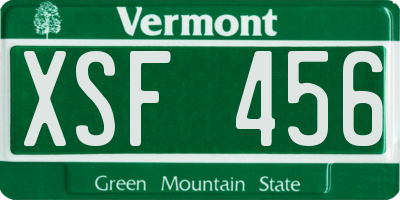VT license plate XSF456